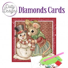 Dotty design Carte Broderie Diamant - Souris et bonhomme de neige
