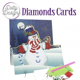 Dotty design Carte Broderie Diamant - Bonhomme de neige et oiseau