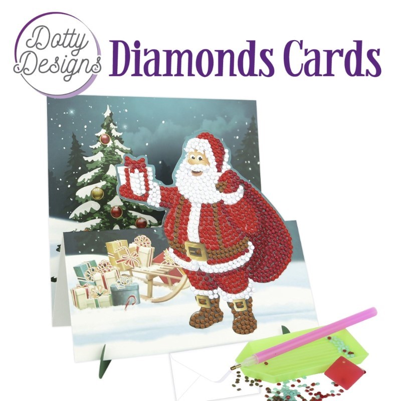 Dotty design Carte Broderie Diamant - Père Noël et luge