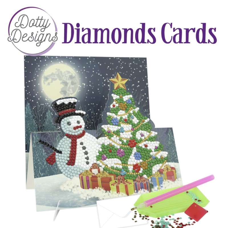 Dotty design Carte Broderie Diamant - Bonhomme de neige