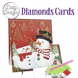 Dotty design Carte Broderie Diamant - 2 Bonhommes de neige