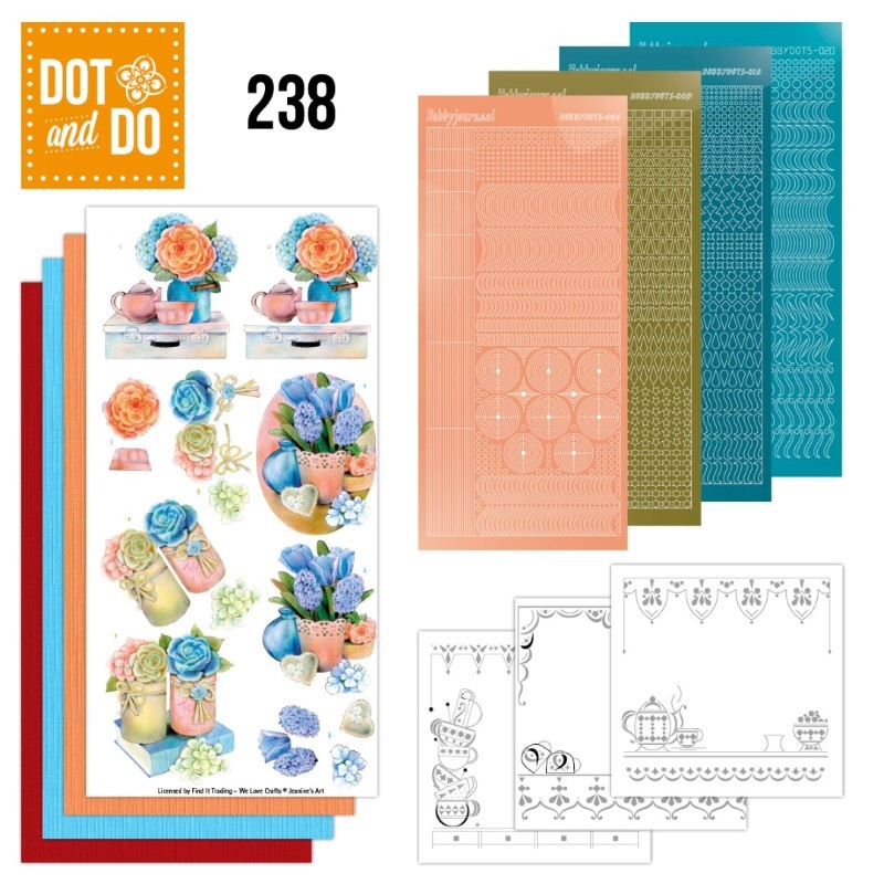 Dot and do 238 - kit Carte 3D  - Fleurs bleues