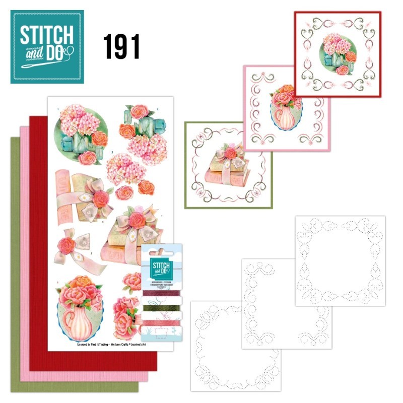 Stitch and do 191 - kit Carte 3D broderie - Fleurs rouges