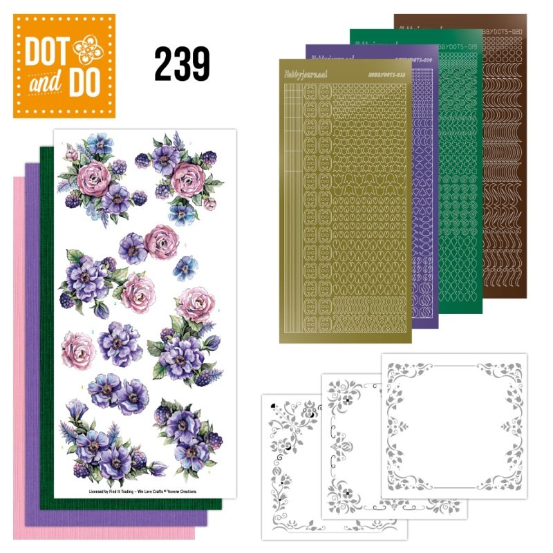 Dot and do 239 - kit Carte 3D  - Fleurs pourpre