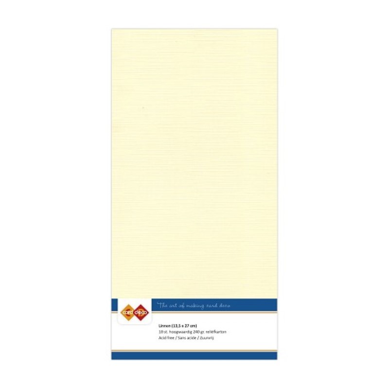 Carte 13.5 x 27 cm uni Crème paquet de 10