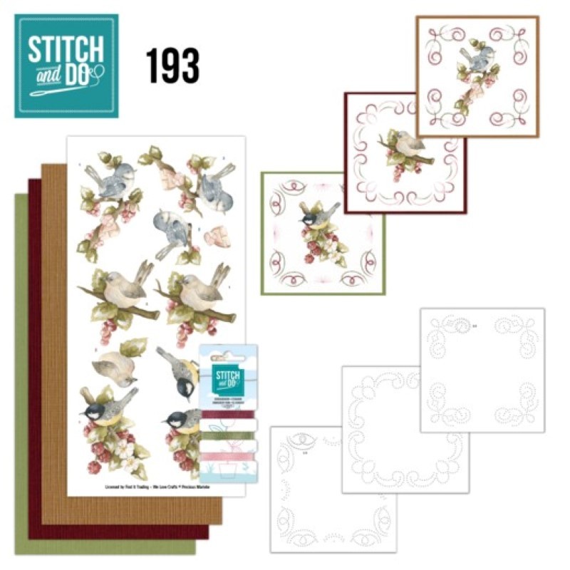 Stitch and do 193 - kit Carte 3D broderie - Oiseaux et baies