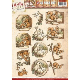 Carte 3D prédéc. - SB10121 - Holly Jolly Christmas - écureuils renard et lapins *