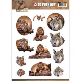 Carte 3D prédéc. - SB10160 - Wild animals - tigre lion et loup