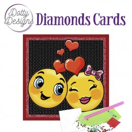 Dotty design Carte Broderie Diamant - Smiley amour - DDDC1093