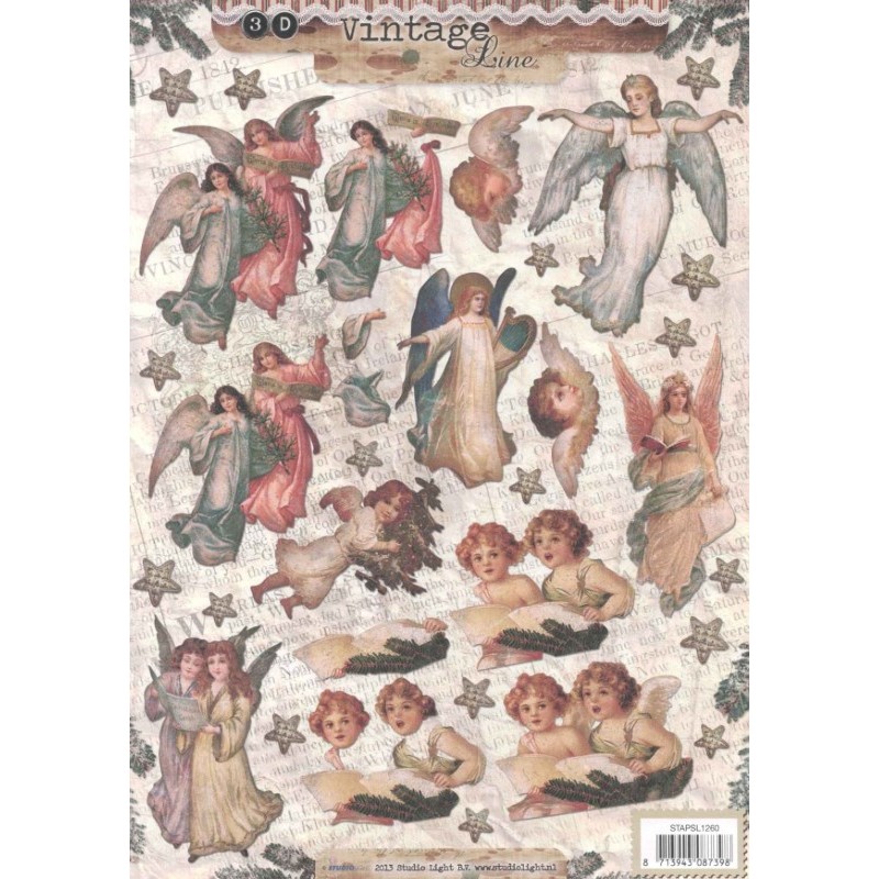 Carte 3D à découper A4 - n°1260 - Anges et angelots