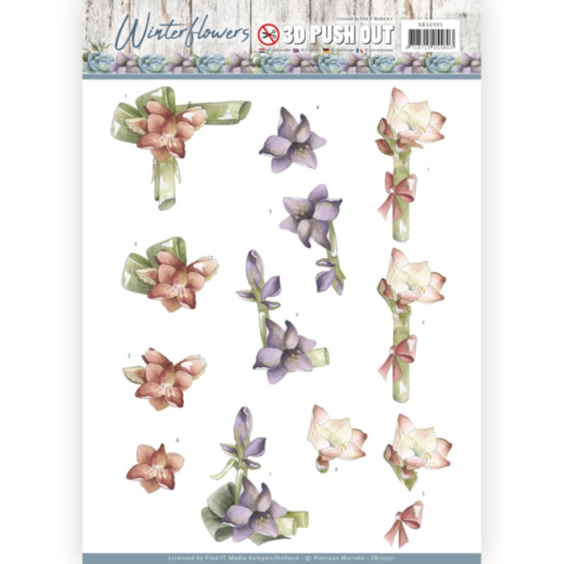 Carte 3D prédéc. - SB10301 - Winter Flowers - Amaryllis