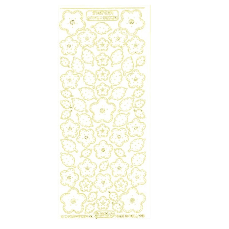 Sticker Fleurs et feuilles N°3195 Transparent Or Sticker Fleurs et feuilles N°3195 Transparent Or