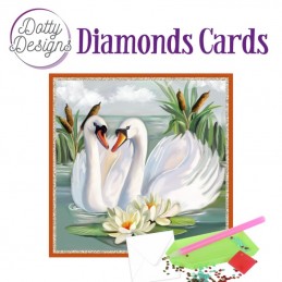 Dotty design Carte Broderie Diamant - Cygnes blancs