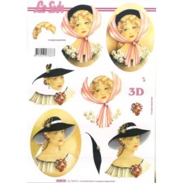Carte 3D à découper - 416914 - Femmes à chapeau