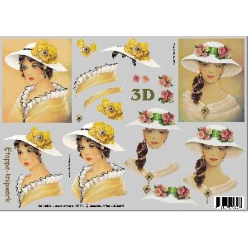 Carte 3D à découper -  femmes au chapeau - 416984