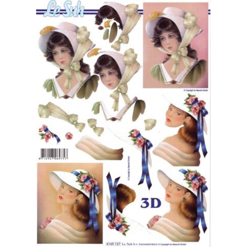 Carte 3D à découper -  femmes à chapeaux - 4169127