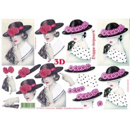 Carte 3D à découper - Femmes à chapeaux - 4169681