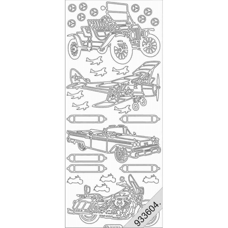 Stickers - 1009 - Voiture Avion Moto - argent