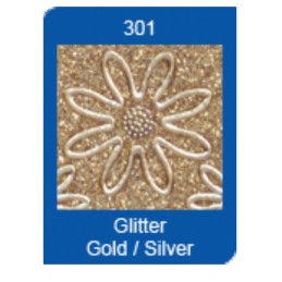 Stickers - 1241 - bordure feuilles - Opaque Glitter or/argent