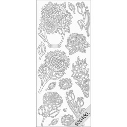 Stickers - 0808 - Fleurs tournesol - Argent