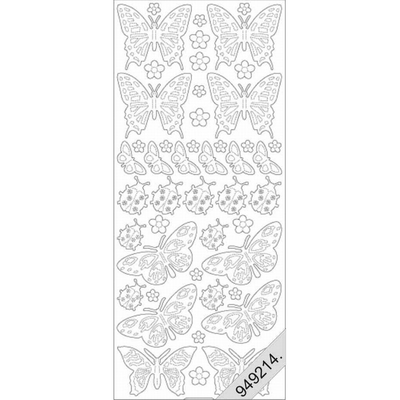 Stickers - 0818 - papillon et coccinelles - Transparent pailletté or