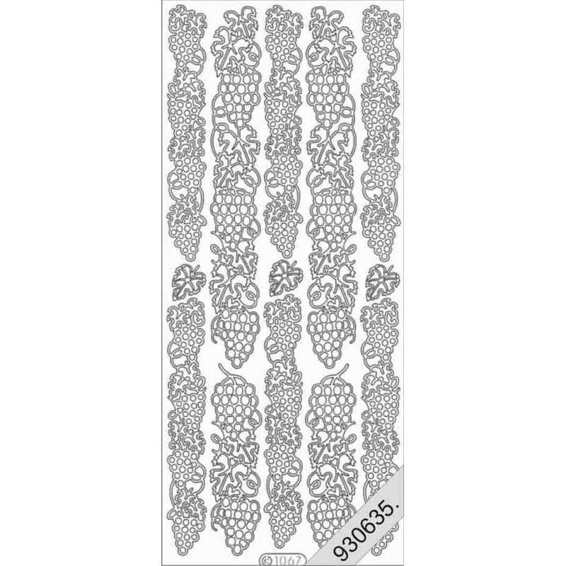 Stickers - 1067 - Bordure grappes de raisin - argent