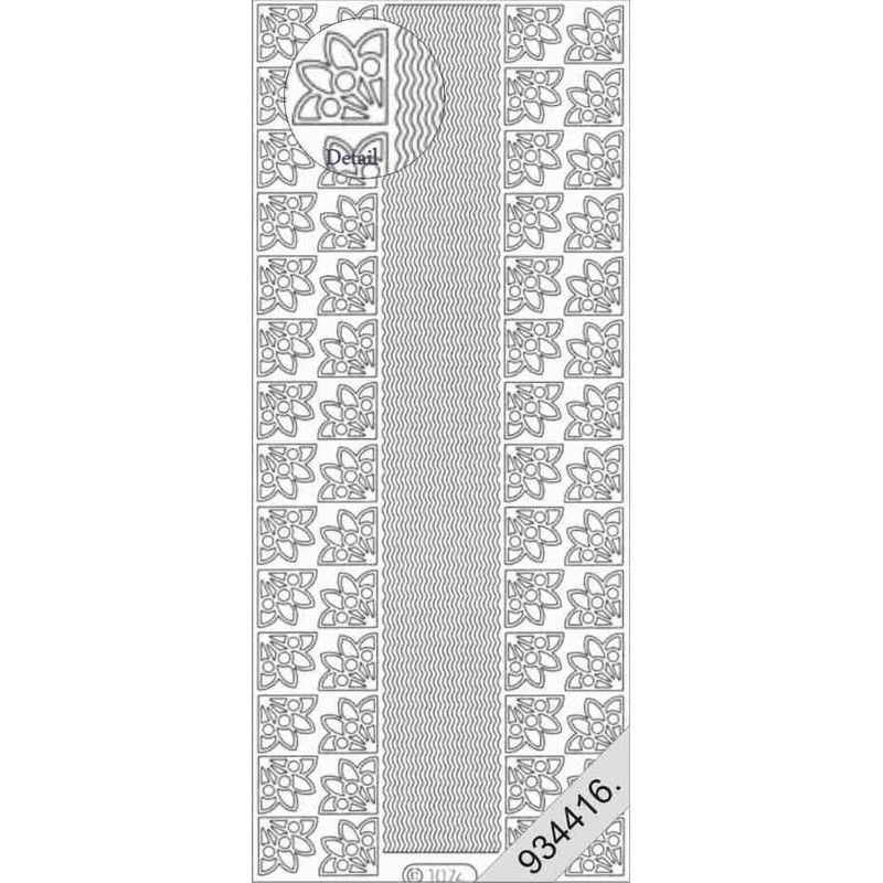 Stickers - 1074 - petits coins et bordure fine - argent