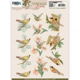 Carte 3D à découper - CD11932 - Oiseaux Vintage - Maison d'Oiseaux