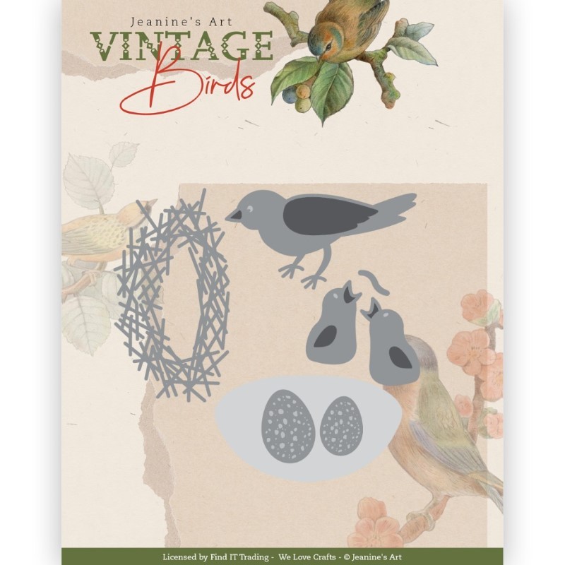 Die - Jeaninnes art - JAD10174 - Oiseaux vintage - Nid d'oiseaux