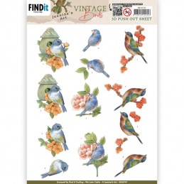 Carte 3D prédéc. - SB10747 - Oiseaux vintage - Maison d'oiseaux en pierre
