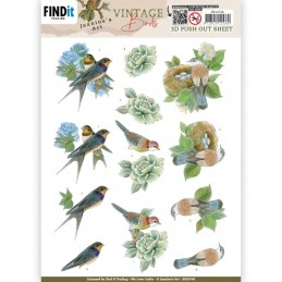 Carte 3D prédéc. - SB10748 - Oiseaux vintage - Nid d'oiseaux