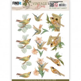 Carte 3D prédéc. - SB10749 - Oiseaux vintage - Maison d'oiseaux