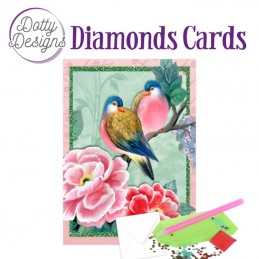 Carte Broderie Diamant - Oiseau et de fleurs - DDDC1126