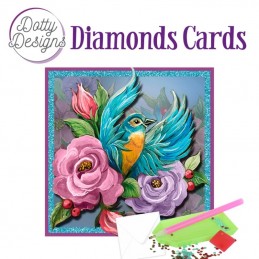 Carte Broderie Diamant - Oiseau bleu - DDDC1128