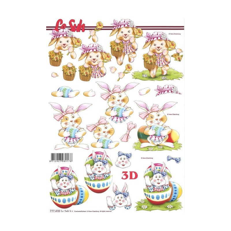 Carte 3D à découper -  lapins et oeufs