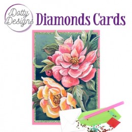 Carte Broderie Diamant - Fleur rouge et jaune - DDDC1120