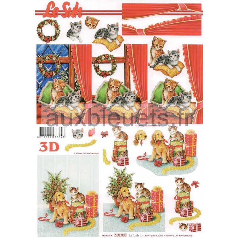 copy of Carte 3D à découper - Noël chiot/chaton - 650008