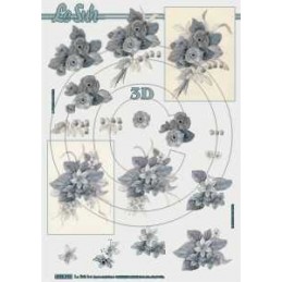 Carte 3D à découper -  fleurs grises - 4169819