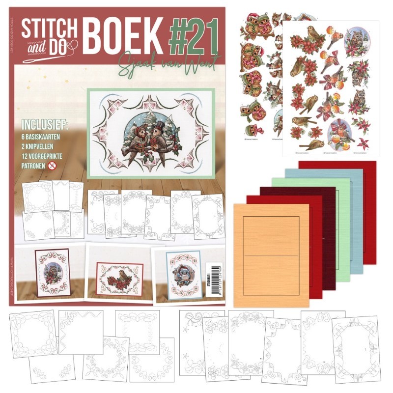 Stitch and Do Livre n°21 - Kit Carte 3D à broder - Plumes de Noël