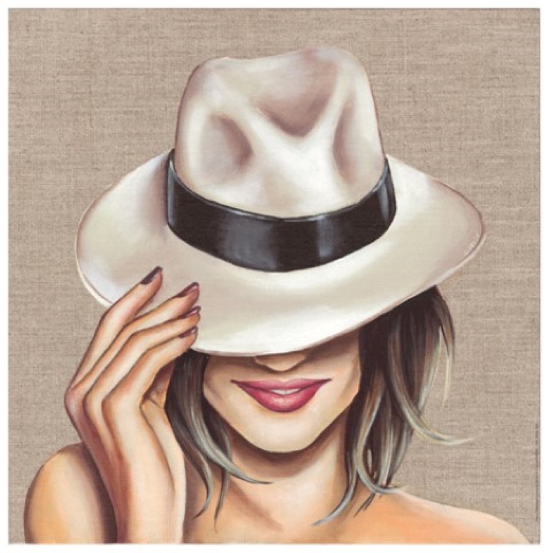Image 3D - gk3030035 - 30x30 - femme chapeau blanc
