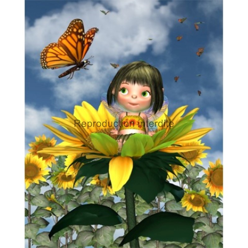 Image pour tableaux 3D - gk2430018 - 24x30 - fillette tournesol