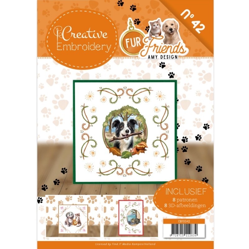 Creative Embroidery n°42 - Livret 8 modèles de cartes à broder - Chiens et chats