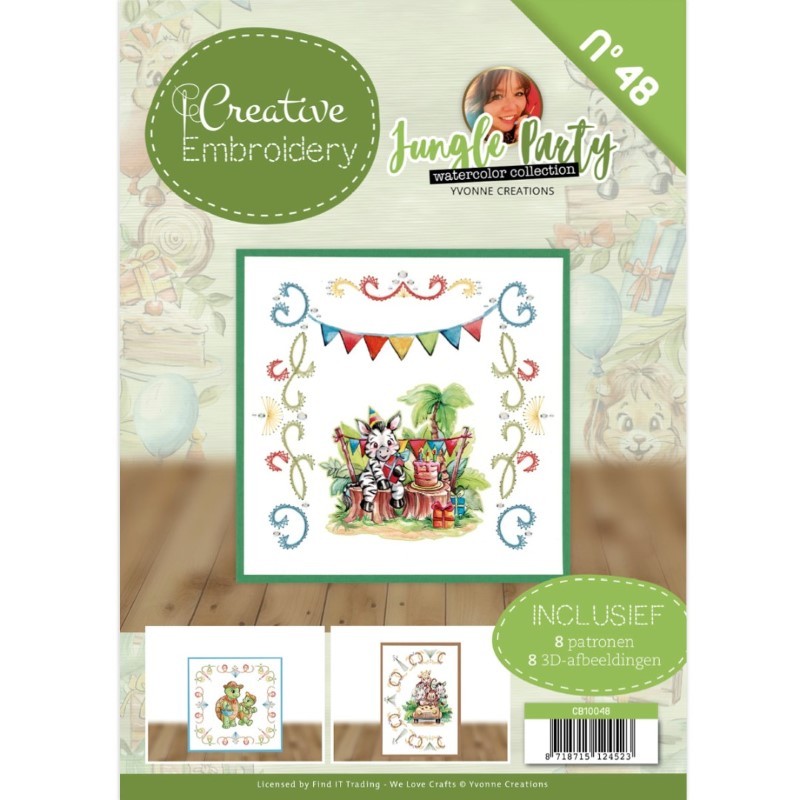 Creative Embroidery n°48 - Livret 8 modèles de cartes à broder - Jungle party Creative Embroidery n°48 - Livret 8 modèles de cartes à broder - Jungle party