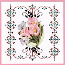 Dot and do 124 - kit Carte 3D - fleurs roses et papillons