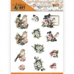 Carte 3D prédéc. - SB10385 - Nature's Gift - Mûres fleurs et oiseaux