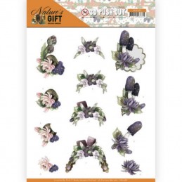 Carte 3D prédéc. - SB10386 - Nature's Gift - Fleurs pourpres et champignons