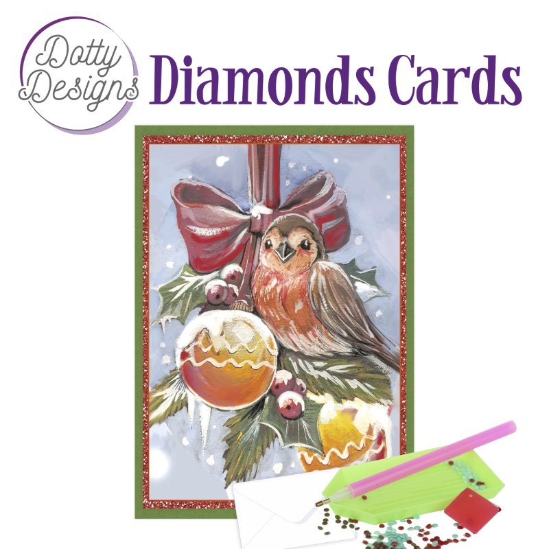 Carte Broderie Diamant - OIseaux à Noël - DDDC1156