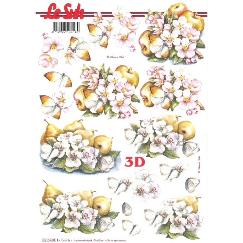 Carte 3D à découper -  Pommes poires et fleurs - 8215601