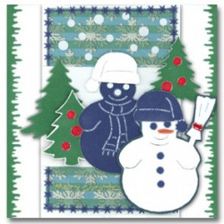 Stickers - 7105 - bonhomme neige - Blanc velours