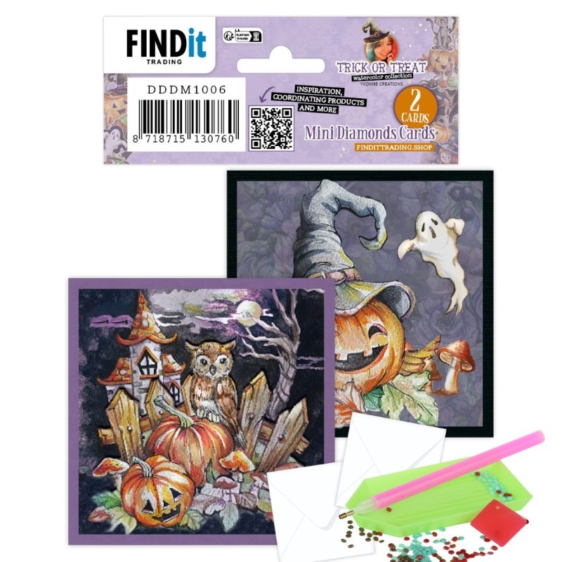 Set de 2 Cartes Broderie Diamant - Halloween - DDDM1006